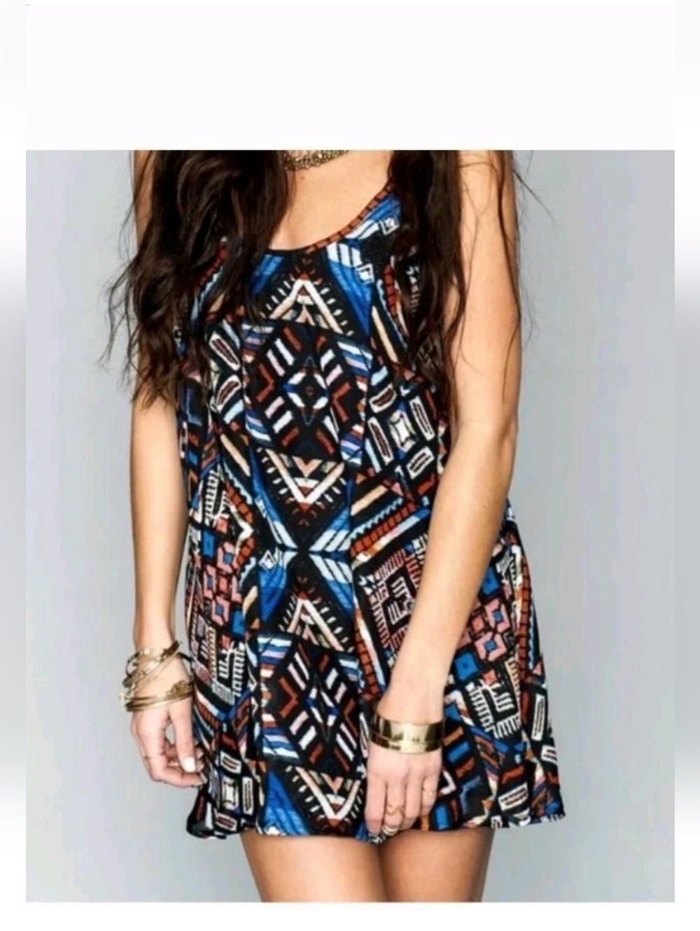 Show Me Your Mumu Bella Guatemala Trapeze Dress Geometric Mini Sz Med - Picture 15 of 15